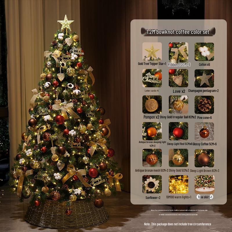 Large Encrypted Flickering Christmas Tree Ornament Set for Living Room Decor