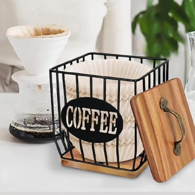 Fashionable Elegant Sturdy Coffee Storage Basket Solution Opening for Efficient Organization of Coffee Supplies