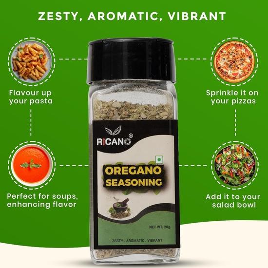 Ricano Oregano 20 g | 100% Reines Kraut | 20 g Nettogewicht. | Italienische Würzmischung | Pizza-Belag | Pasta-Geschmacksverstärker (20 g, Packung mit 1)