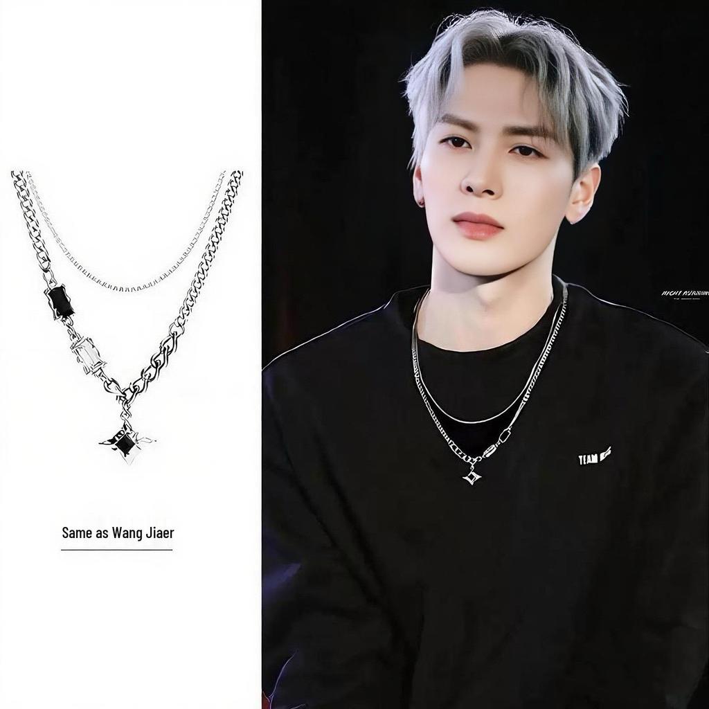 Starburst Double Layer Men's Necklace: Trendy, Light Luxury Hip Hop Style, Unisex Clavicle Chain