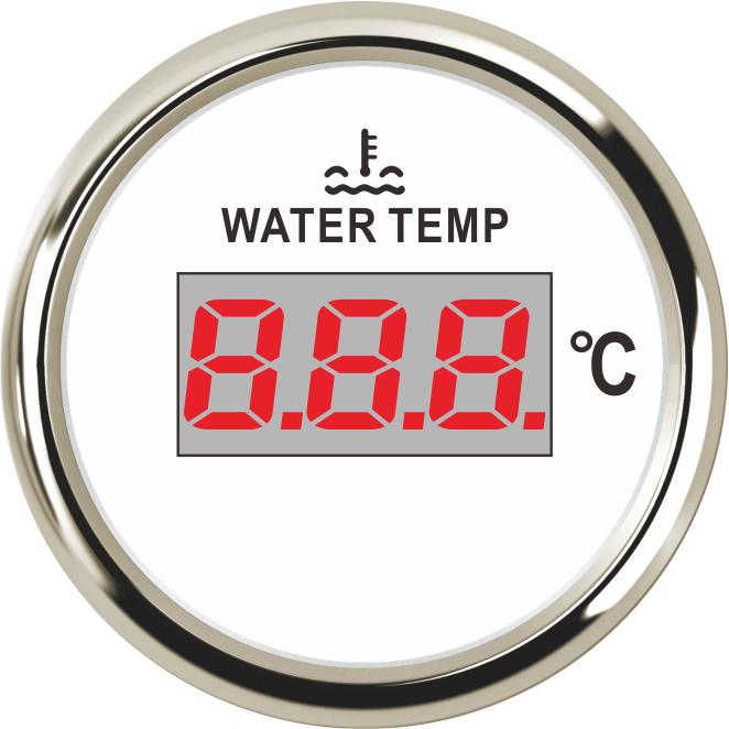 ELING 52mm (2'') Water Temperature Gauge Indicator 12V 24V with Red Backlight Water Temp. Meter for Car Marine Sailboat RV