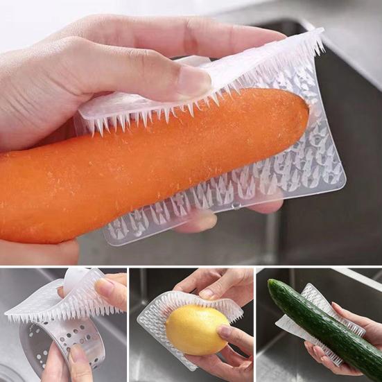 4Pcs Fruit Vegetable Cleaning Brush Ergonomic Design Gentle Cleaning Elastic Bristles Fruit Brush Deep Cleaning Tool