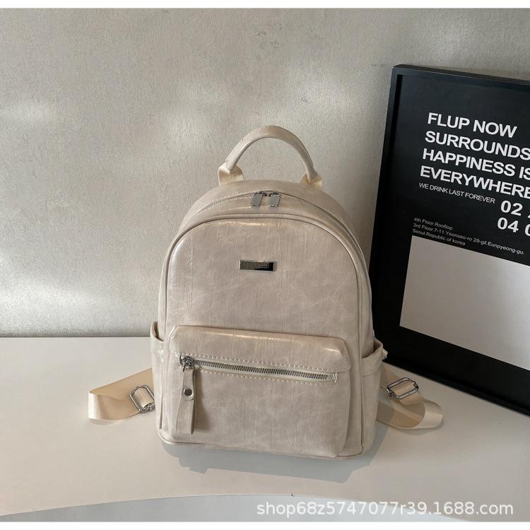 Backpack Women's 2025 New Fashionable Simple Large-capacity Solid Color Trendy Bag Korean Version of High-quality Foreign Style Handbag