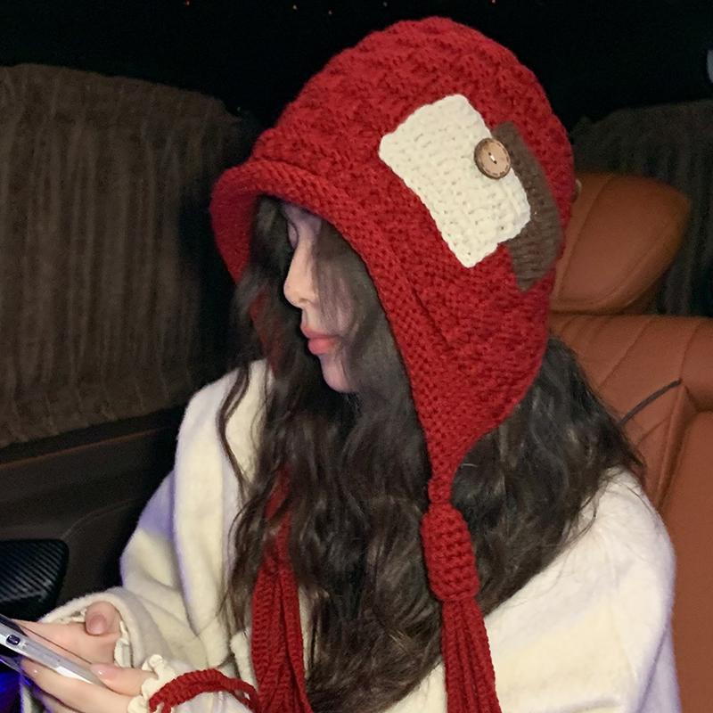 Autumn And Winter Warm Handmade Braid Knitted Hat Trend   Patch Tassel Wool Hat