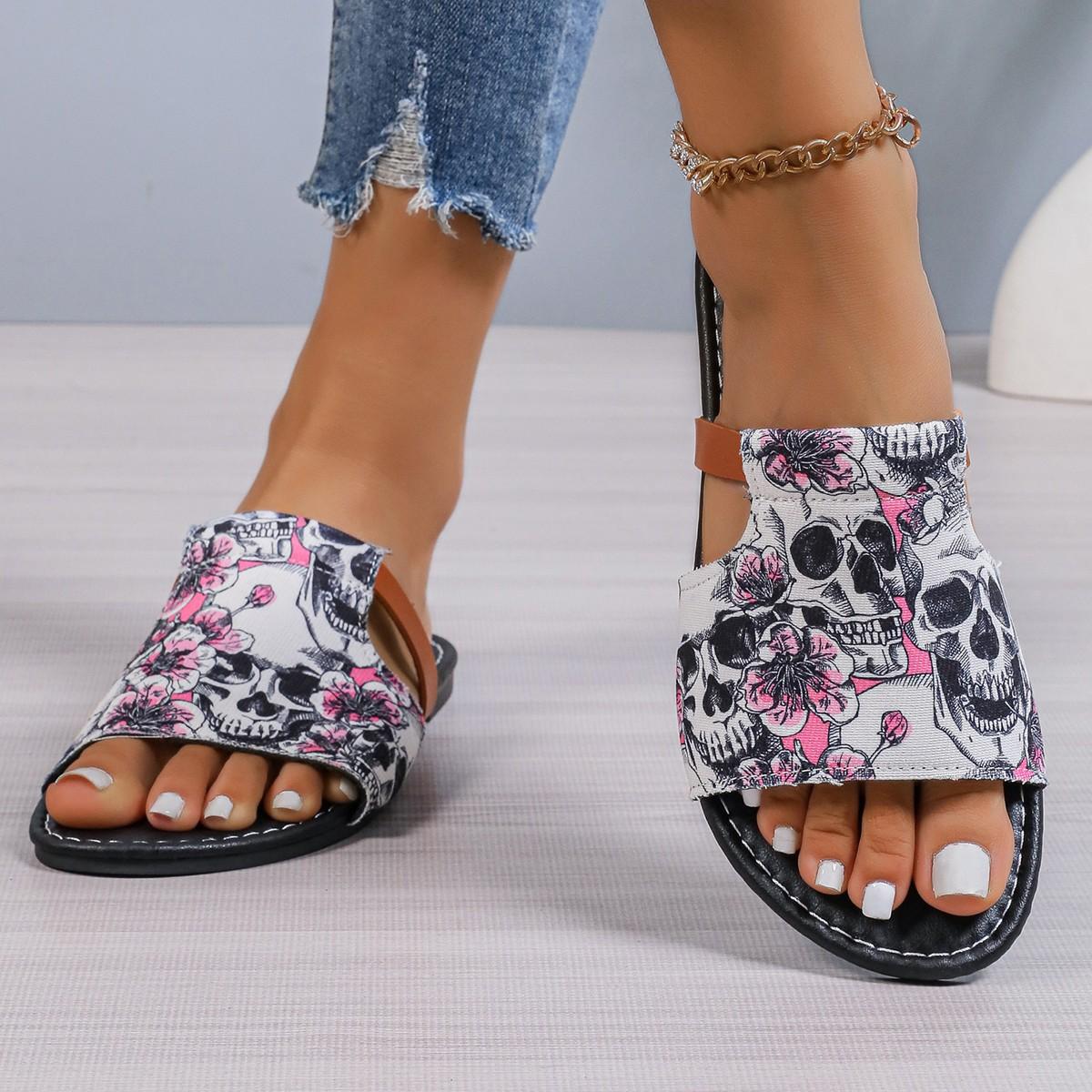 

Fashion 2024 EVA Flower Printed Slipper Womens Multicolor Bottom Shoes Summer Anti-slip Slippers Flat Flip Flops zapatos para mujeres 36