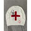 European and American Cross-border American Long-sleeved T-shirt Dark Retro Y2k Cross Printed Top High Street Fashion Trend Wear