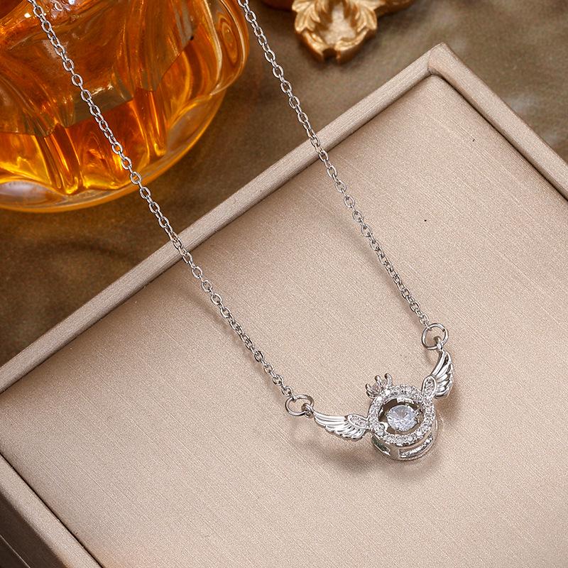 Titanium Steel Zirconia Angel Wings Necklace for Women - Light Luxury and Versatile Clavicle Chain