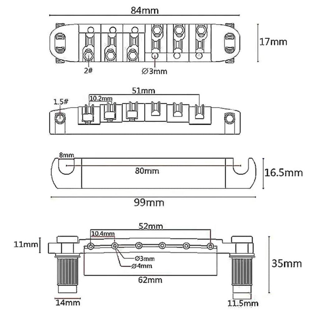 6 String Roller Saddle Bridge Metal Electric Guitar Bridge Electric Guitar