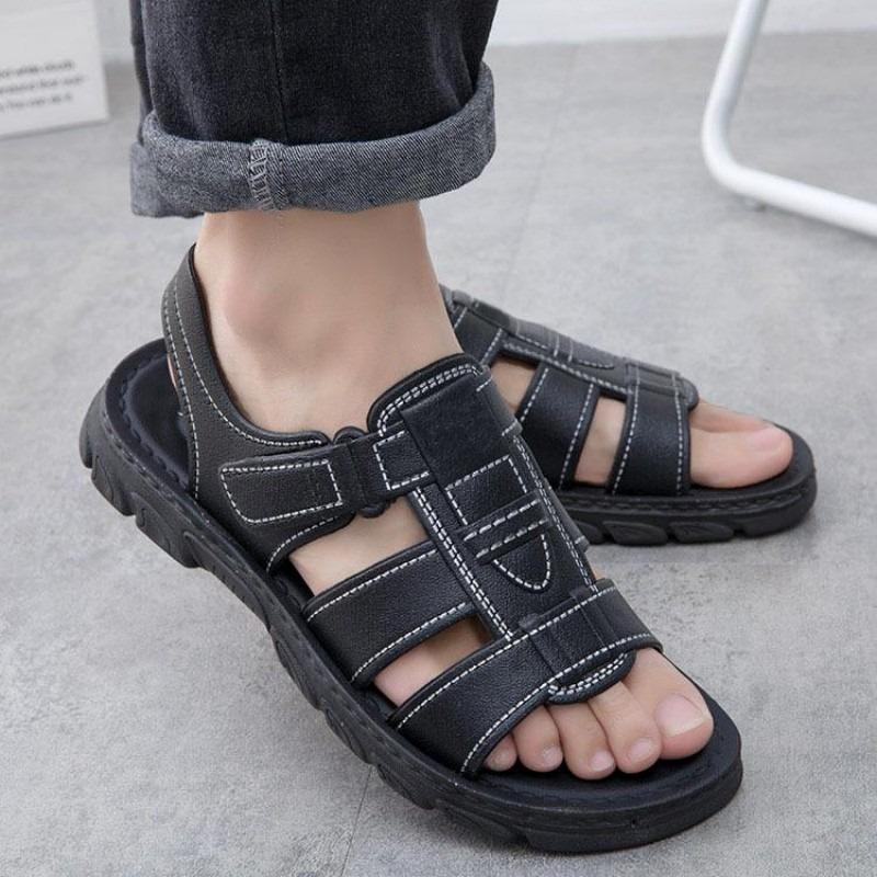 Men's Open Toe Adjustable Strap Sandals Non-slip Thick Sole Casual Summer Shoes for Outdoor