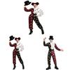 Halloweenový temný cirkusový klaunský overal s potiskem pokerových karet pro cosplay a kostýmovou párty