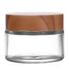 Travel Size Cosmetic Cream Bottle with Wood Grain Lid for Skincare and Makeup Remover