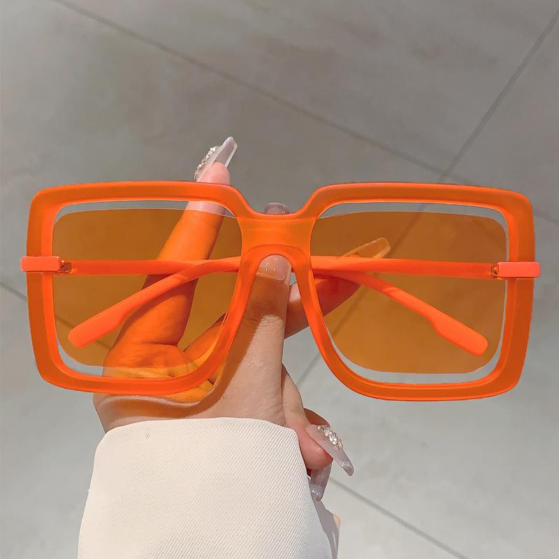 New in Fashion Brand Sunglasses Women Oversize Decor Pink Sun Glasses Candy Color Ladies Shades for Beach Hiking