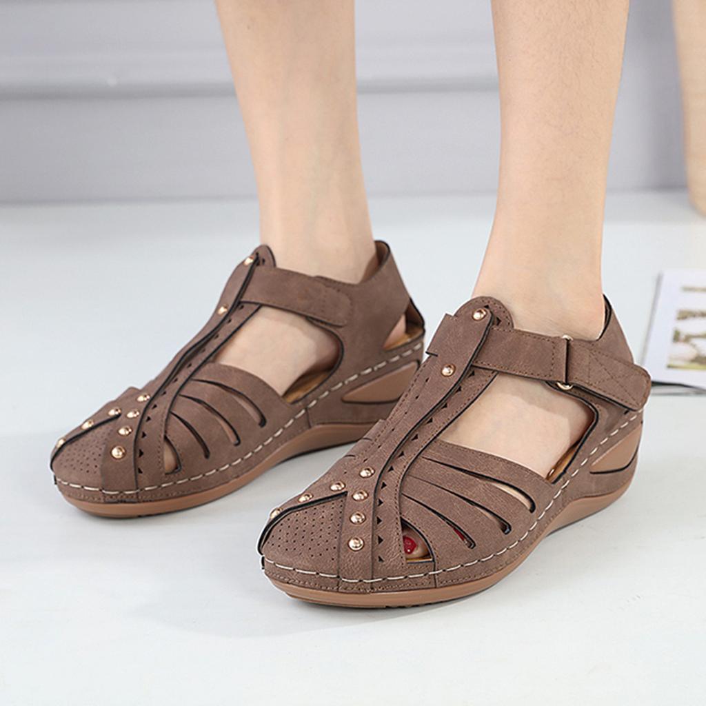 Womens Walking Sandals Size 8 Wide Women Summer Solid Hook Loop Casual Round Toe Wedges Comfortable Beach Sandalias De TacóN
