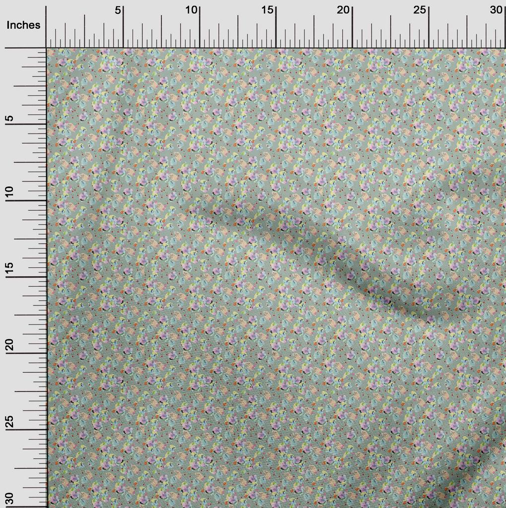 oneOone Cotton Flex Fabric Brush Stroke & Fruits Print Fabric By Yard 40 Inch