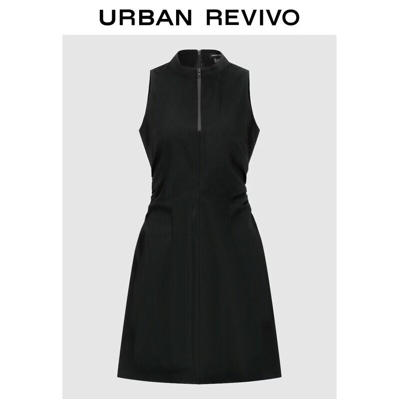 UR2026 Women s Simple Sleeveless Half-Zip Short Dress M