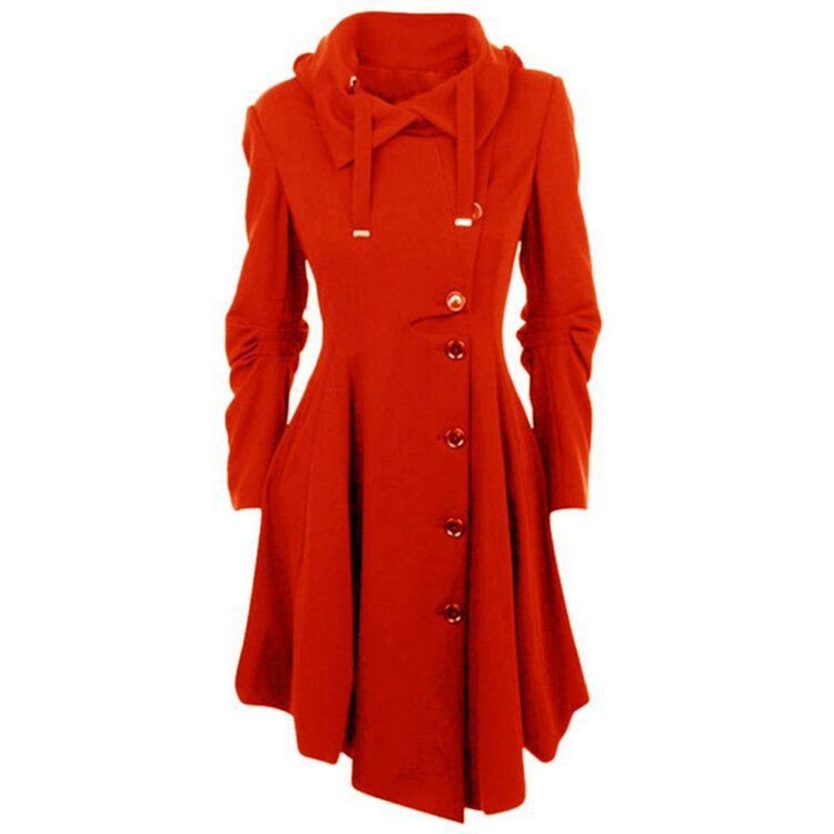 Women s Irregular Hem Double-sided Wool Trench Coat  European American Style S