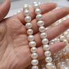 1String, White Natural Freshwater Pearls, Boho Handmade Round Pearl Beads for Jewelry Making DIY Necklaces Crafts (Beads 9-10mm, Length 36cm)