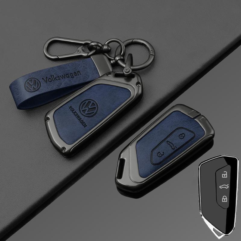 T25Fashion New Double-sided Leather Car Key Case Cover Shell Protection Auto Styling Accessories For VW Volkswagen Golf 8 MK8 Leon