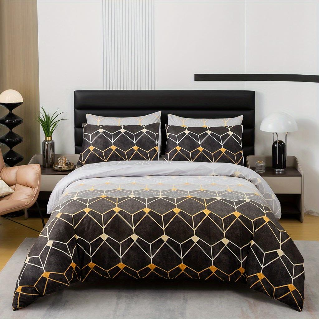 Duvet Cover Set Multicolor Gradient Geometric Pattern Bedding Set Soft Comfortable Duvet Cover For Bedroom Guest Room