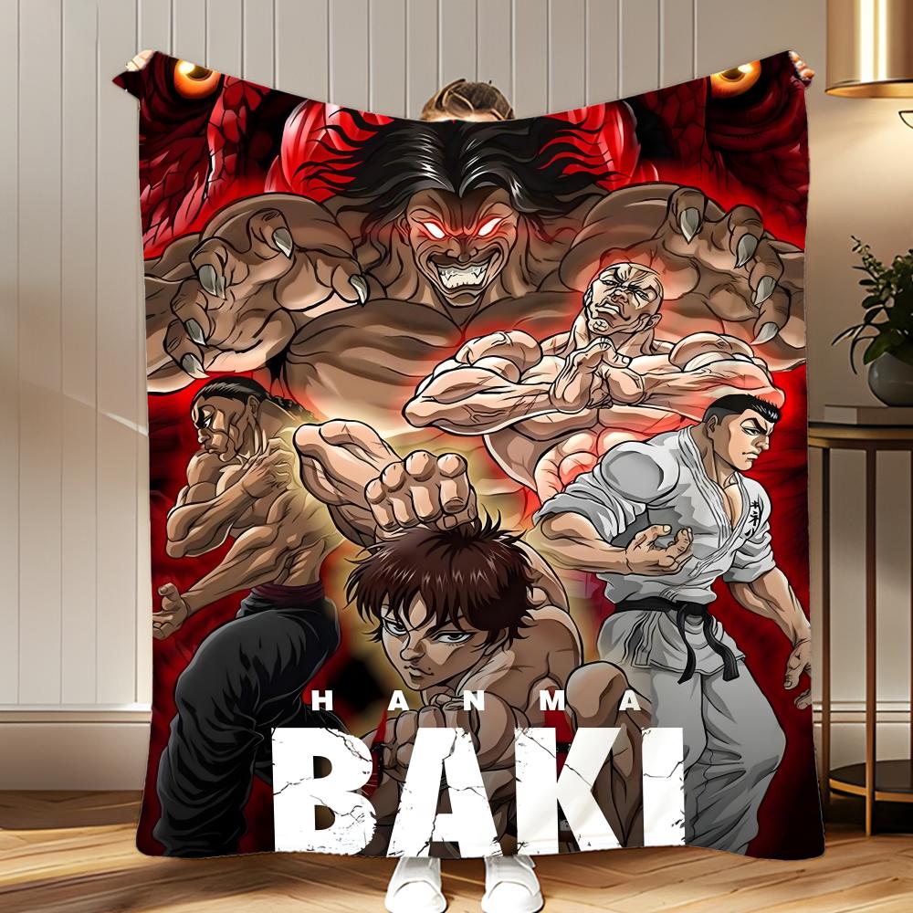 

popular anime Hanma Baki Throw Soft Coral Fleece Blanket 310gsm Fluffy Warm Throw for Sofa Bed Couch Bedroom Decor 75x100cm