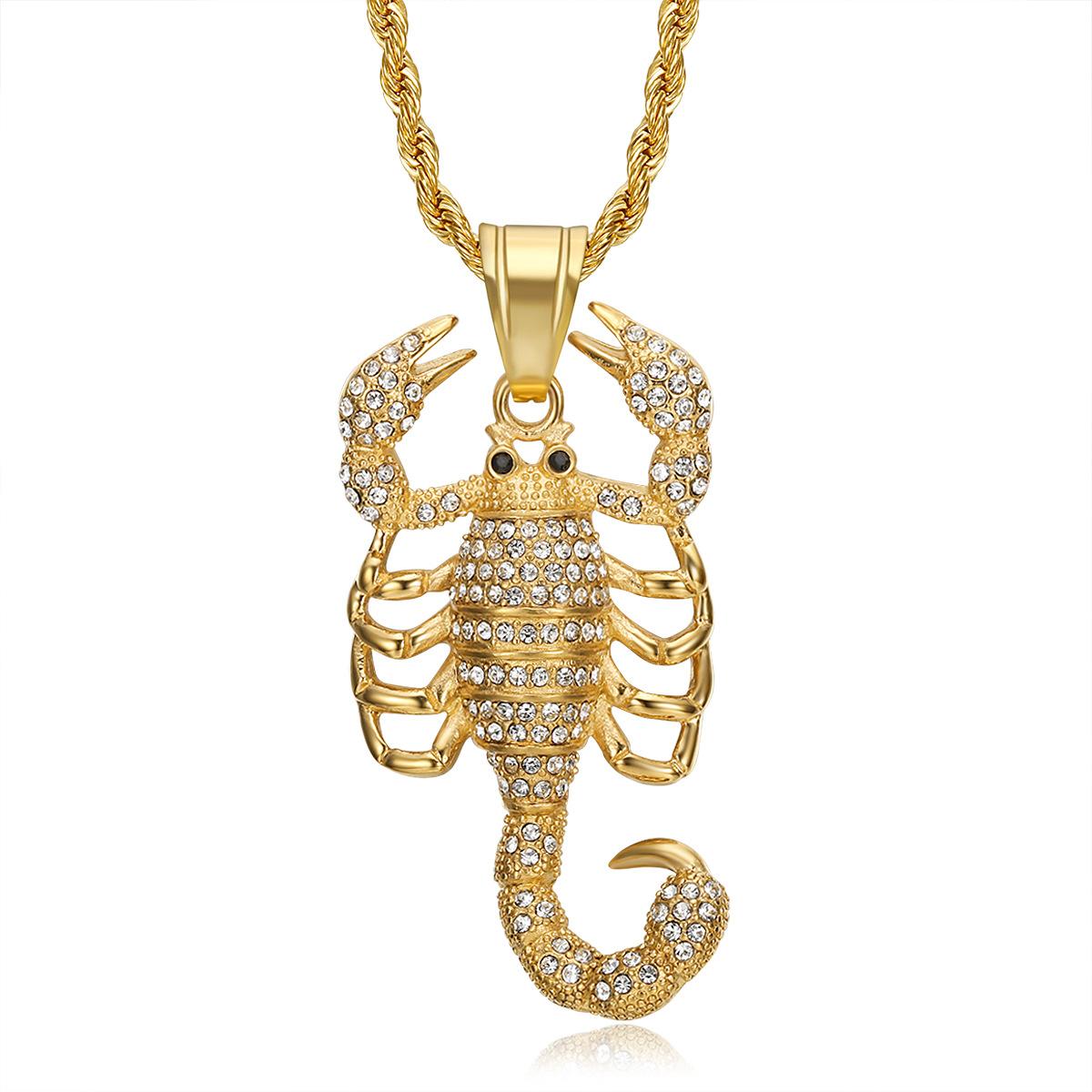 2025 Fashion Trend Jewelry Inlaid Zircon Animal Scorpion King Pendant Necklace 60CM