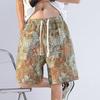 Sommer Lose Shorts Paar Beliebte Vielseitige Casual Gerade Capris Herren Blume Ölgemälde Strand Shorts