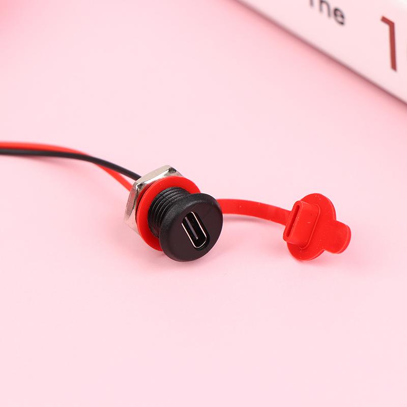 Usb-C 5A High Current Charging Socket With M11 Nut Snap Lock Plate Usb C Type-C Female Type C Waterproof Female Connector Jack