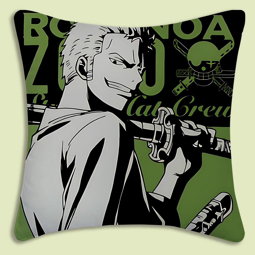 Anime One Pieces L-Luffy Pillow Covers Cartoon Sofa Decorative Home Double-Sided Printing Short Plush Cute Cushion Cover