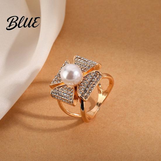 Luxury Scarf Ring Accessory Rhinestone Geometric Ring Sparkling Elegant Faux Pearl Holder Women Decorative Wrap Holder for Neckerchiefs Scarves