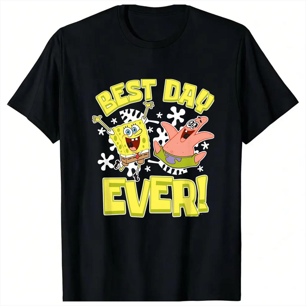 Spongebobs Patrick Best Day Ever Unisex T Shirt Fun Tee Shirt Short Sleeve Round Neck TShirt Cotton Gift Idea Clothing