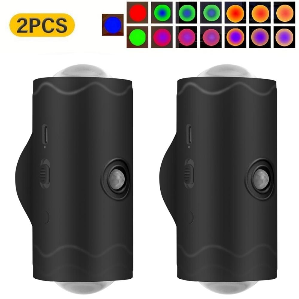 LED Wall Sconces with Motion Sensor Rechargeable Battery Powered Wall Lamps RGB Cordless Magnetic Night Lights for Hallway