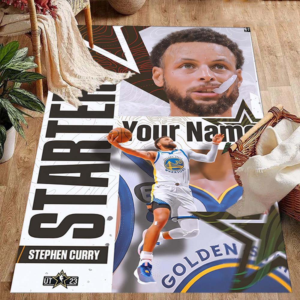 Golden State Warriors Curry Personalized Text Carpet Design for Entryway Game Room Study Room Decorate Room Antislip Carpet Office Home Decor