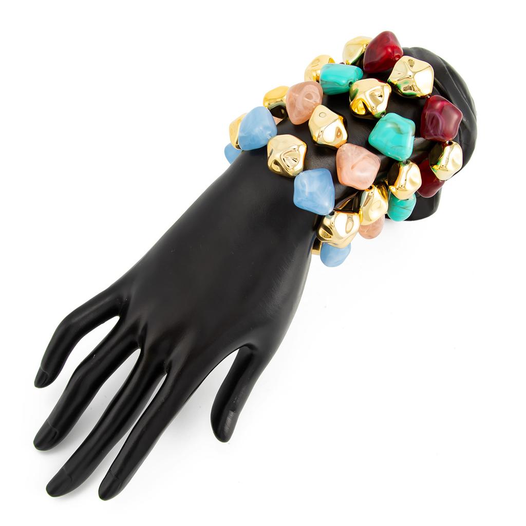 Bohemian Elastic Resin Acrylic Bracelet for Women Retro Stackable Irregular Beaded Bracelet Bangle Party Jewelry