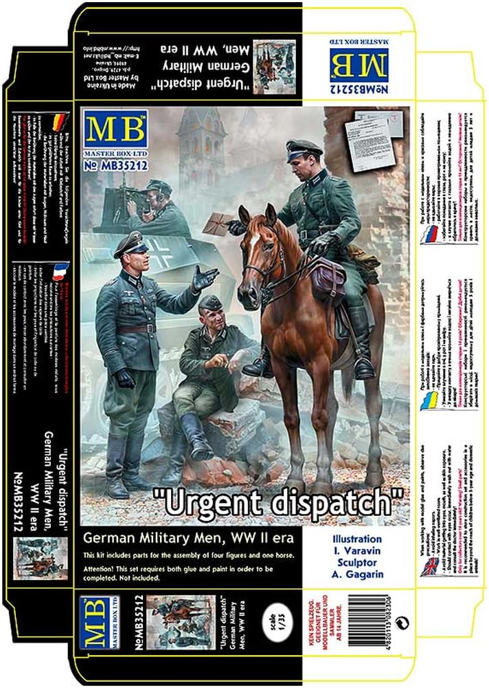 Master Box 1/35 Scale German Mounted Officer + Officer & 3 Infantrymen Emergency Messenger Plastic Model MB35212