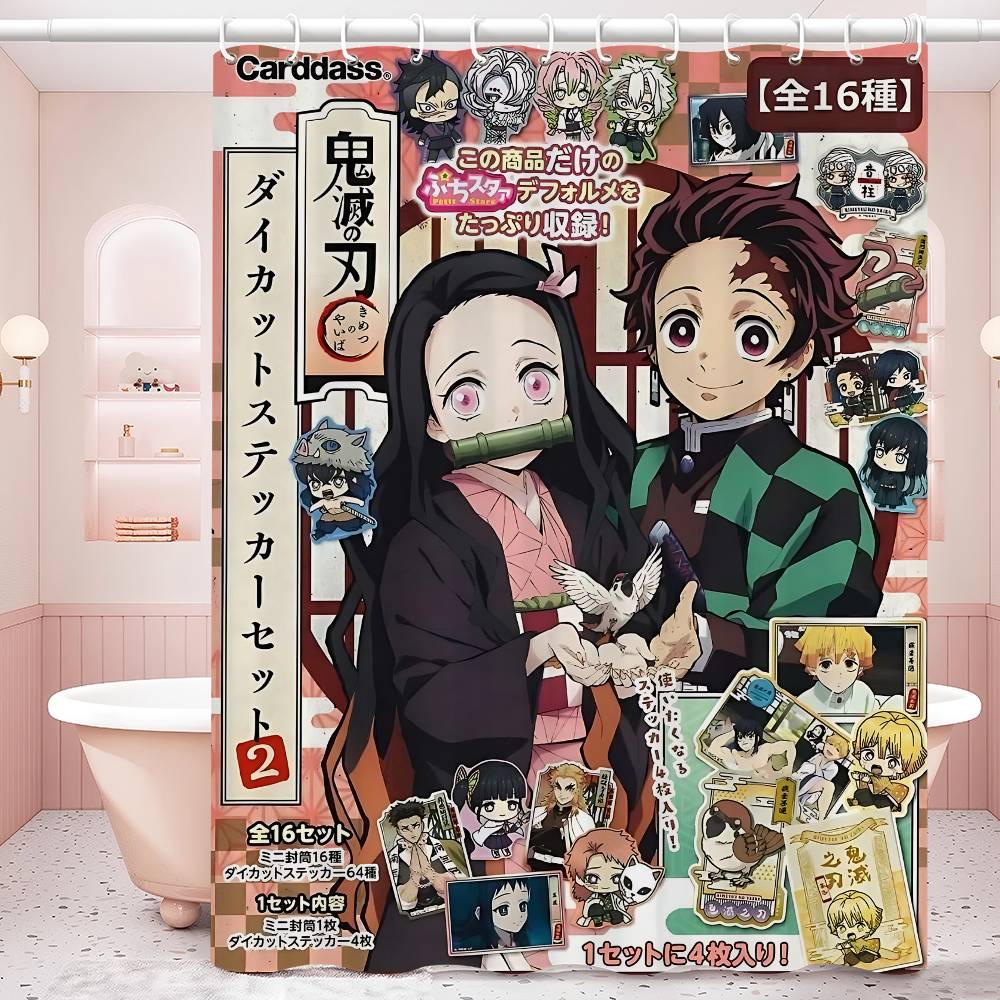 D-Demon Slayer 1pc Shower Curtain Polyester Waterproof Shower Curtain Bathroom Partition Curtain Decoration Accessories