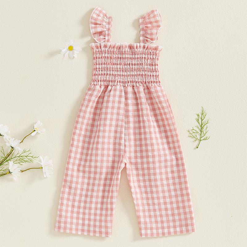 Kids Girl Overalls Clothes Infant Baby Kids Girl Sleeveless Plaid Print Romper Jumpsuit Playsuit Sunsuit Outfits Clothes