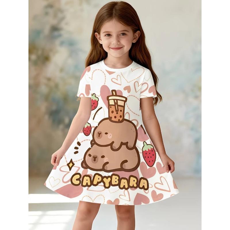 Dress for girls Fashion Capybara Children Clothes Summer Girls Clothes Comfortable Princess