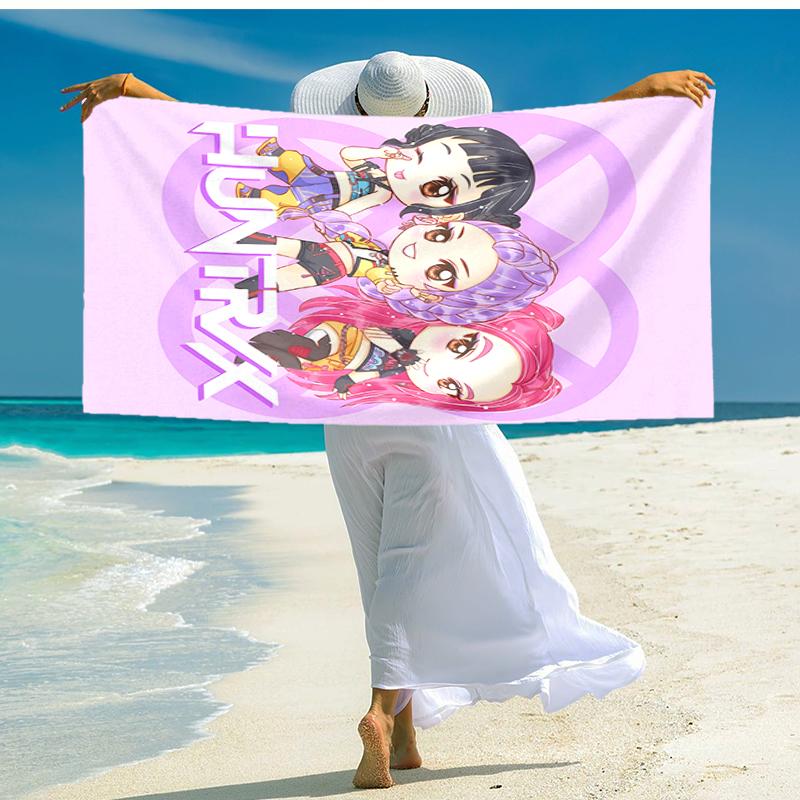 1pc KPop Demon Hunters3 Beach Towel, Comfortable and Thick, and Swimming/Bath/Picnic/Camping Towel, Suitable for Seaside Beaches