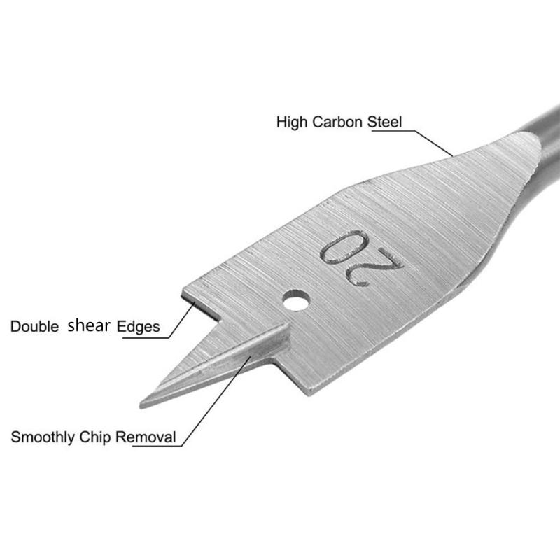 Durable Flat Wood Drill Bit Set With Enhanced Edge Geometry For Effortlessly Boring In Multiple Power Drill Types