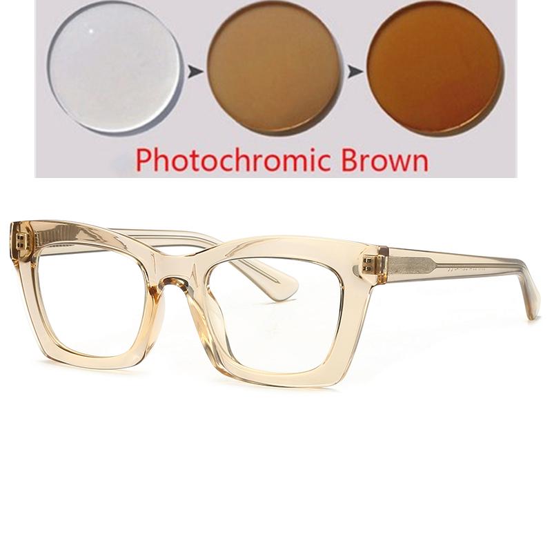 Black Pink Frame Square Nearsighted Glasses For Women TR90 Anti Blue Rays Student Myopia Photochromic Eyeglasses 0 -0.5 To -6.0