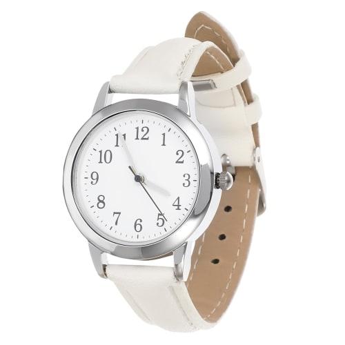 POPETPOP Women's Watch, Cute, Waterproof, Analog Quartz Movement, White, 23.5x3cm, for Work, Girls, Kids, and Students