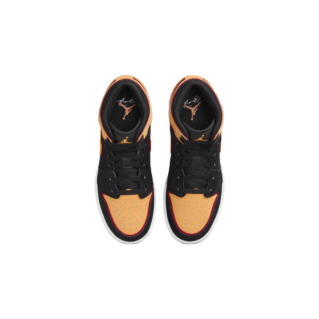 Air Jordan 1 Mid SE GS Vivid Orange Kids Sneakers Black Cardinal-Red White FJ4924-008