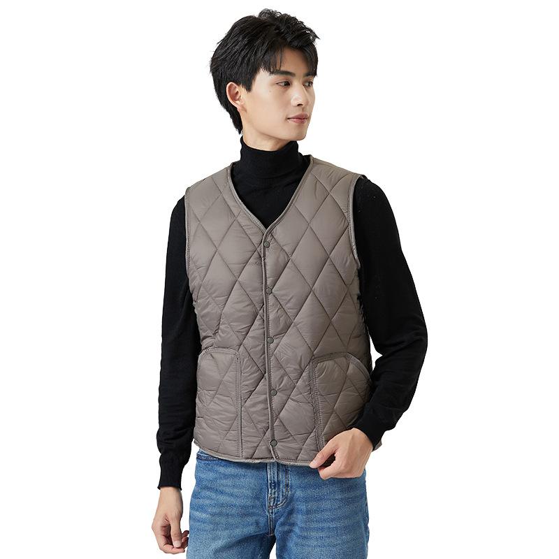 Herren Väter tragen gepolsterte warme Mittel- und ältere erhöhte Weste Futtertaschen Herren Diamant kurze Weste Bequem und stilvoll, um warm zu halten 2161