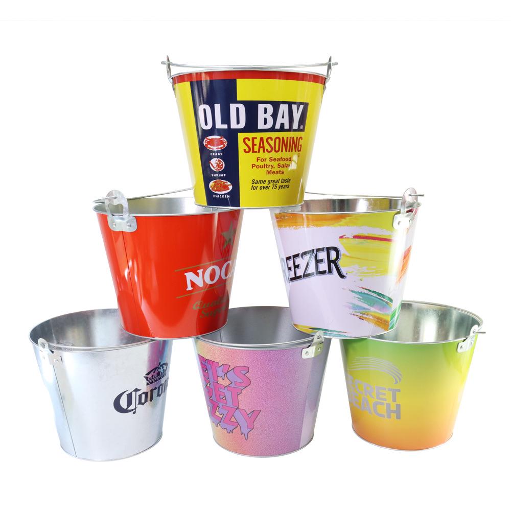 Портативное ручное оцинкованное металлическое ведро для льда, 5 л / 8 л / 10 л для бара, вина и пива