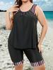 Plus Size Slimming Tankini with Cover-up and Five-point Shorts for Women