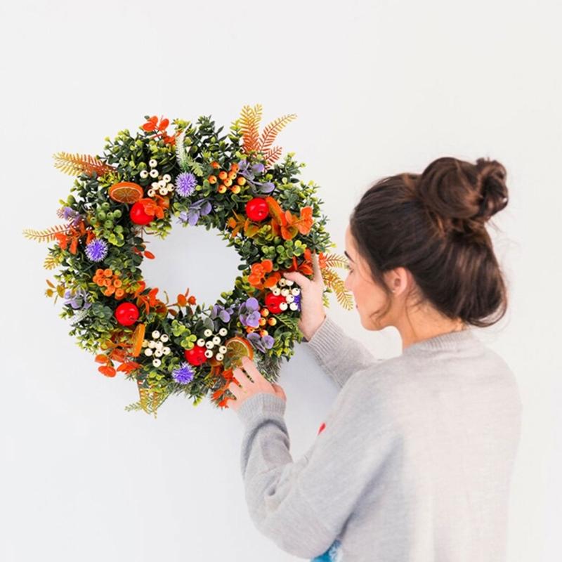 Artificial Summer Wreath Spring Wreath for Front Door Farmhouse Garden Wedding Party Indoor and Outdoor Decorations