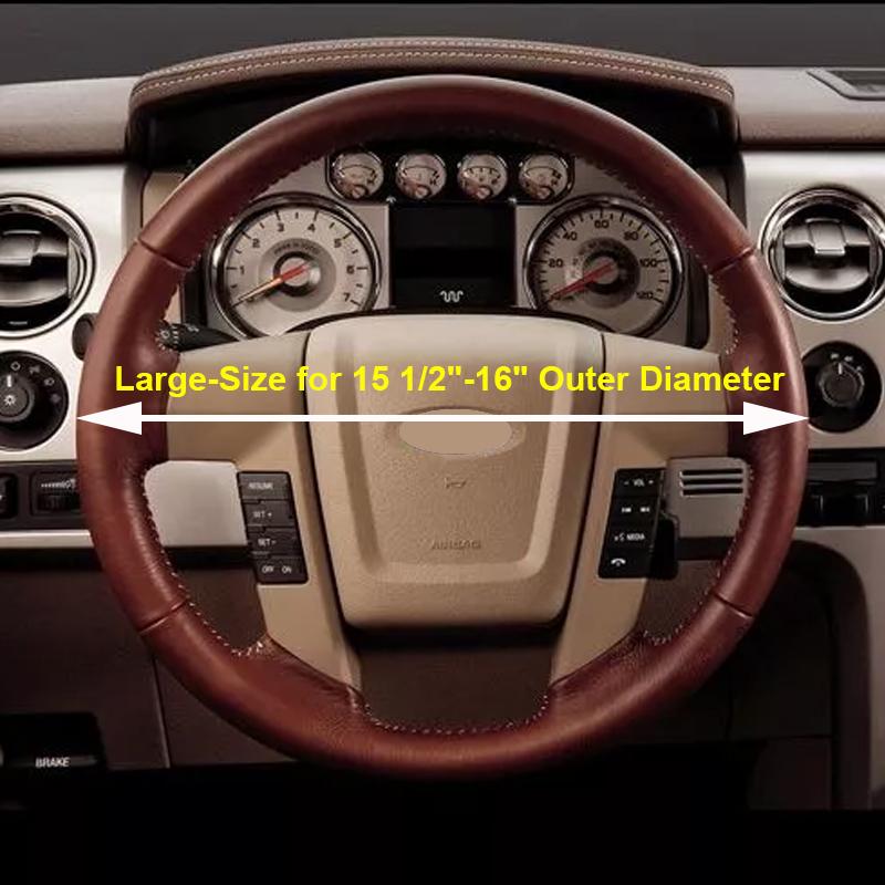 Car Steering Wheel Cover Large-Size for Ford F150 F250 F350 Ram Toyota 4Runner Tacoma Range Rover with 15 1/2 Inch-16 Inches
