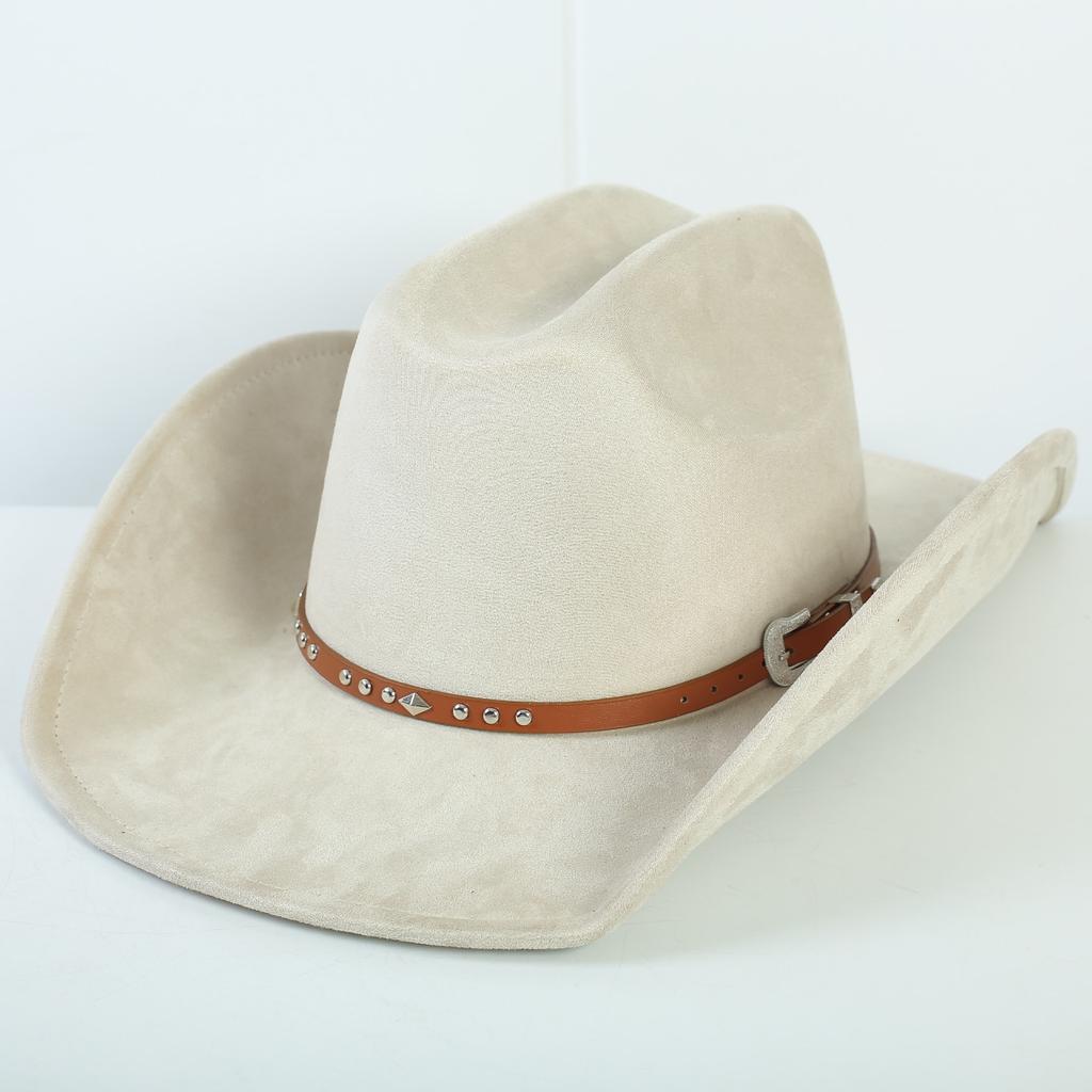 Popolare cappello western da cowboy in camoscio stile europeo e americano per uomo e donna, semplice e alla moda, a tesa larga, cappello jazz