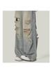 Plus Size High Waist Wide-Leg Ripped Jeans for Women - Summer 2025 New Arrivals, Slimming Drape, Floor-Length Pants for Chubby Girls