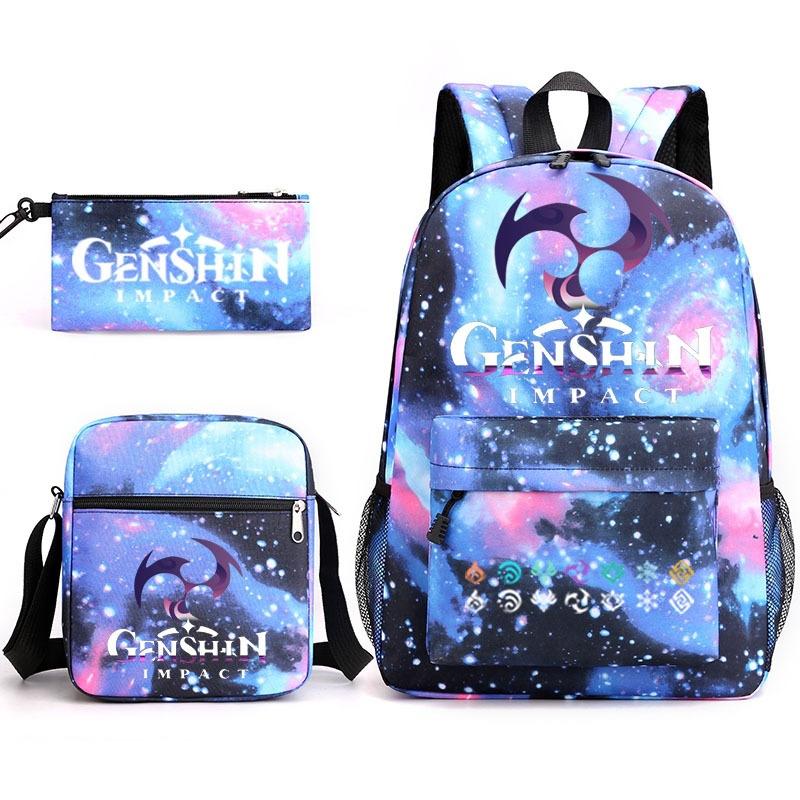 Genshinimpact Yuanshen School Bag Three-Piece Pencil Case Shoulder Bag Backpack